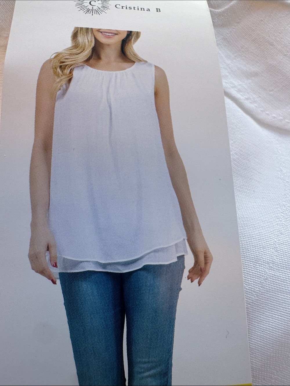Cristina B White Layered Sleeveless Camisole